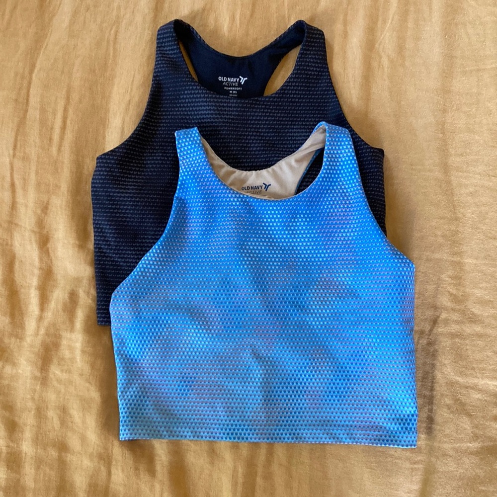 CUTE GIRLS CROP ACTIVEWEAR SET OLDNAVY SIZE M blue and black